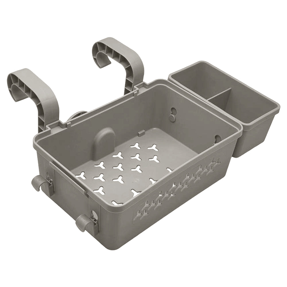 Poolside Storage Basket with Cup Holder Hanging Removable Organizer Grey