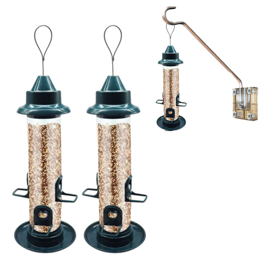 2Pcs Bird Feeder Container Outdoor Squirrel-Be-Gone Wild Bird Hanging Feeder