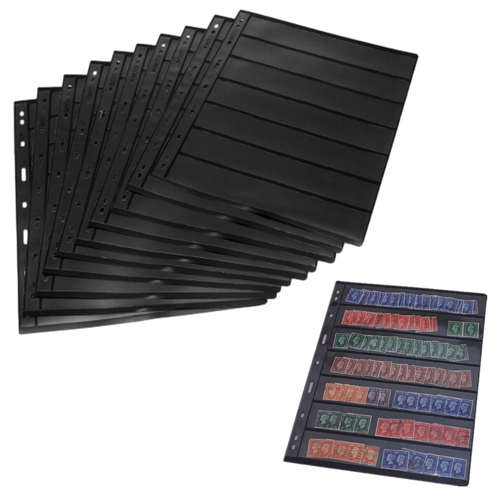 10 Sheets Stamp Album Stock Page Collection Inserts Double Sided 9 Binder Holes