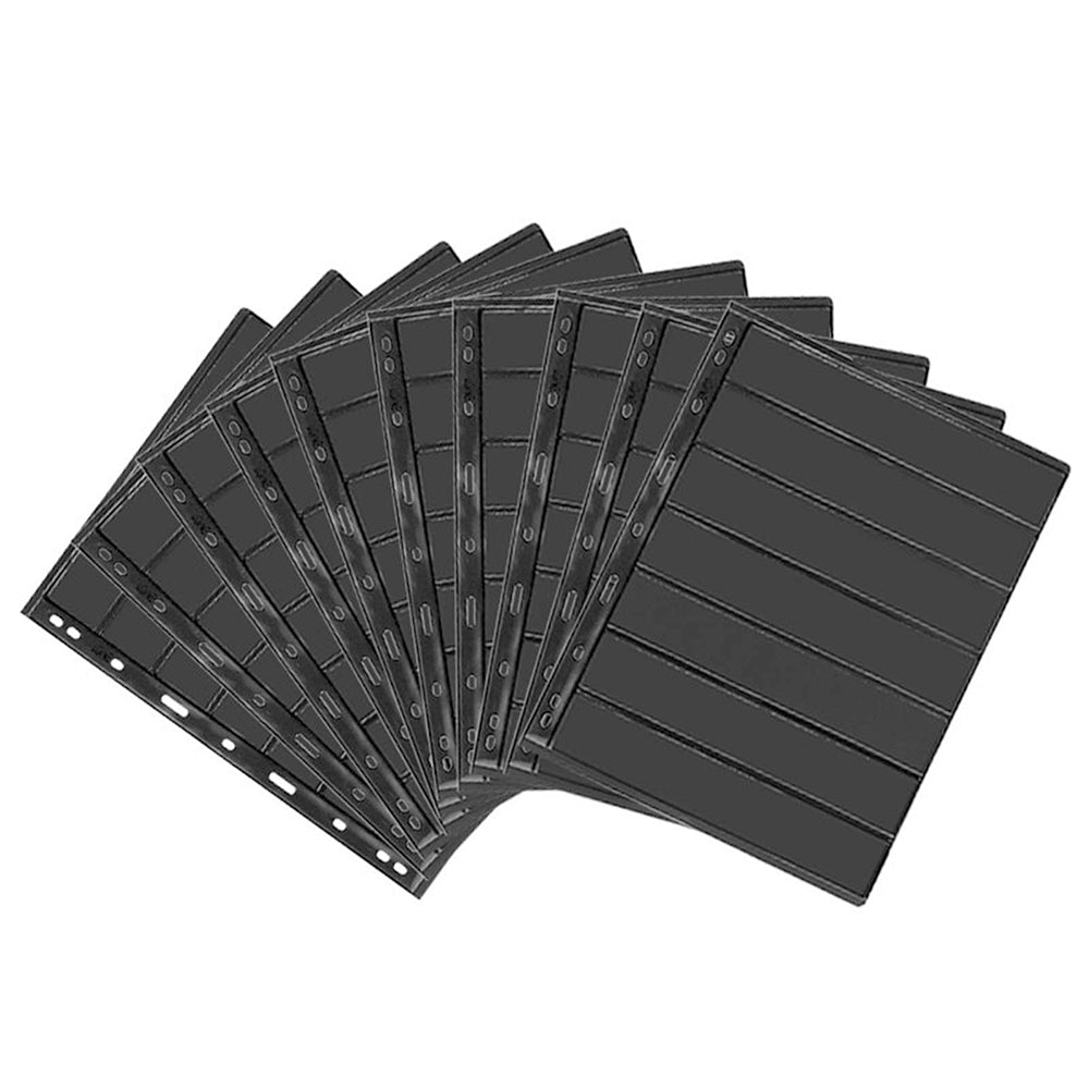 10 Sheets Stamp Album Stock Page Collection Inserts Double Sided 9 Binder Holes