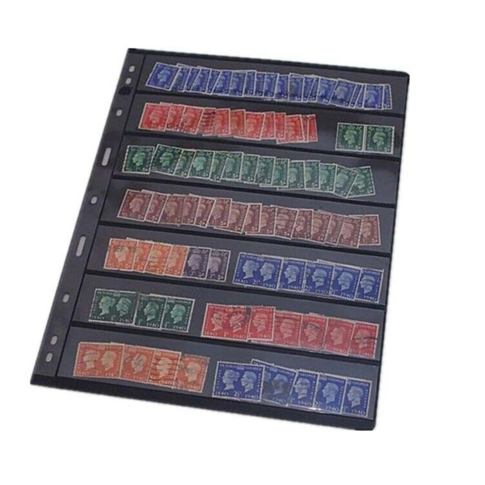 10 Sheets Stamp Album Stock Page Collection Inserts Double Sided 9 Binder Holes