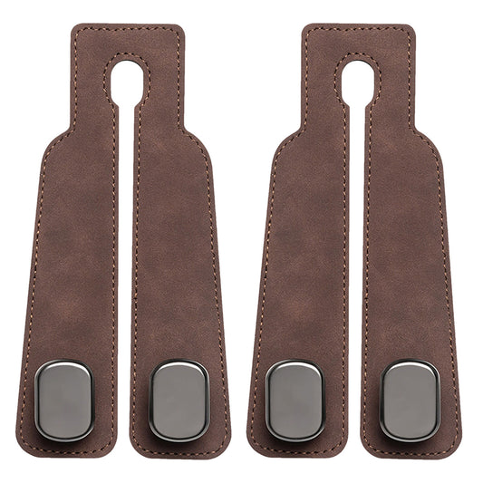 2Pcs Car Back Seat Hooks Headrest Storage Hanging Hook Bag Hanger Holder Brown