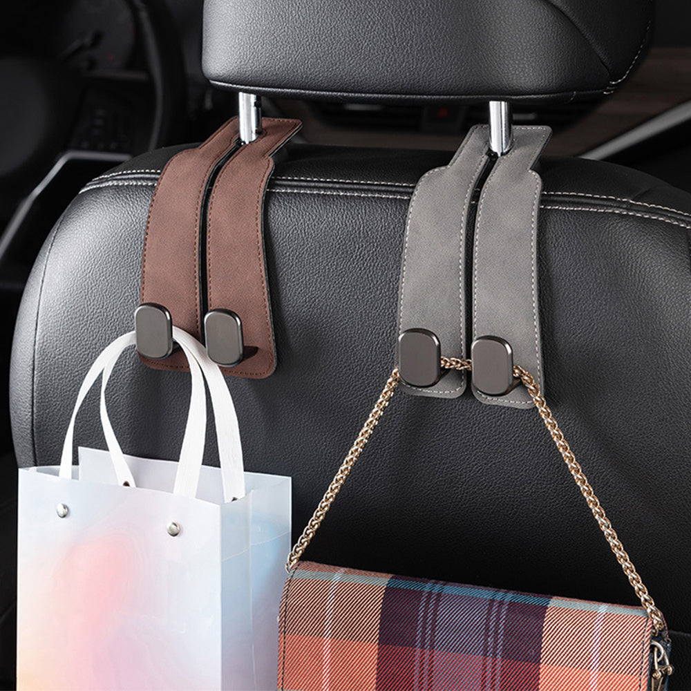 2Pcs Car Back Seat Hooks Headrest Storage Hanging Hook Bag Hanger Holder Grey