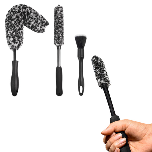 3Pcs Wheel Faux Woolie Brushes Set Soft Alloy Wheel Cleaning Brush Kit