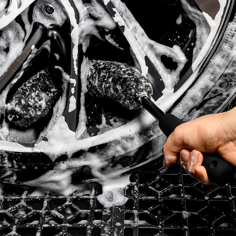 6Pcs Wheel Faux Woolie Brushes Set Soft Alloy Wheel Cleaning Brush Kit