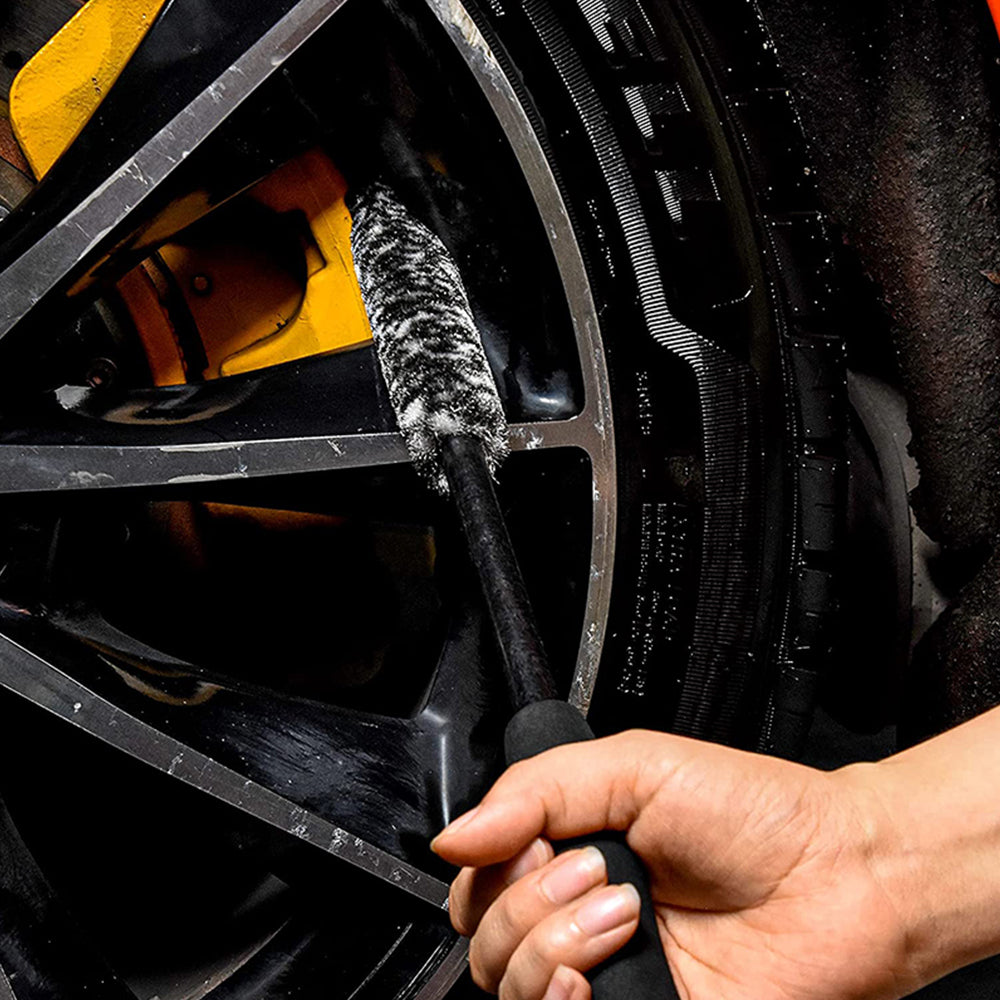 3Pcs Wheel Faux Woolie Brushes Set Soft Alloy Wheel Cleaning Brush Kit
