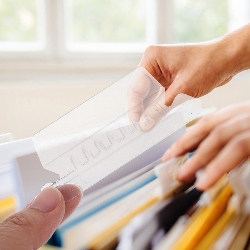 100Pcs PVC File Folder Tabs Hanging File Inserts Hanging File Folder Clear Tabs