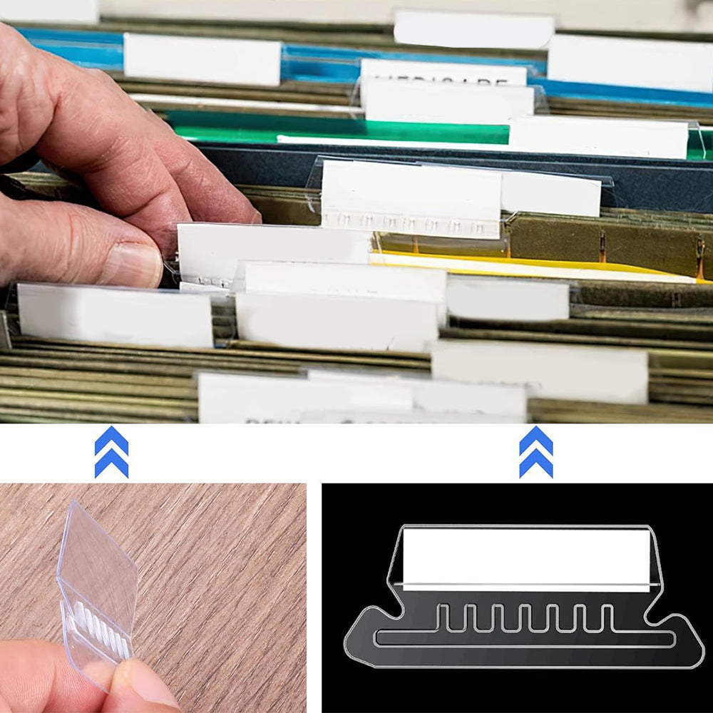 100Pcs PVC File Folder Tabs Hanging File Inserts Hanging File Folder Clear Tabs