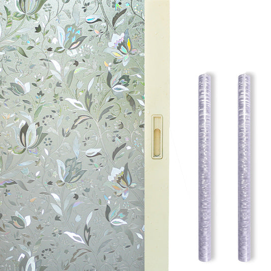 2Pcs 3D Rainbow Reflective Window Film Decor Privacy Static Clings Glass Sticker