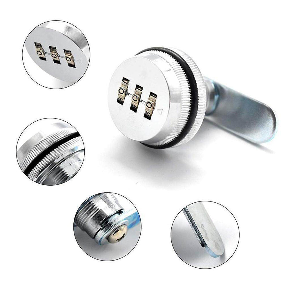 20mm 3 Digital Code Cam-Lock Cabinet Locker Keyless Security Lock Silver