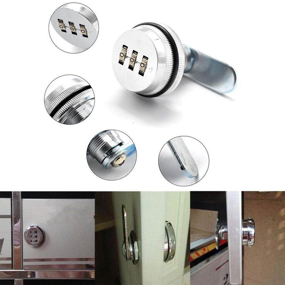 30mm 3 Digital Code Cam-Lock Cabinet Locker Keyless Security Lock Silver