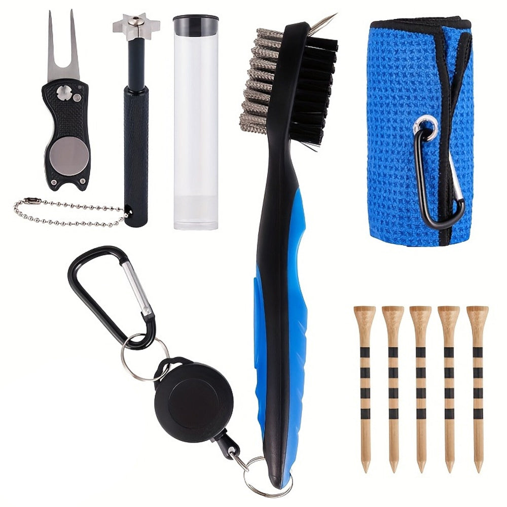 Golf Club Brush Cleaner Golf Towel Groove Cleaning Tool Golf Accessories Blue