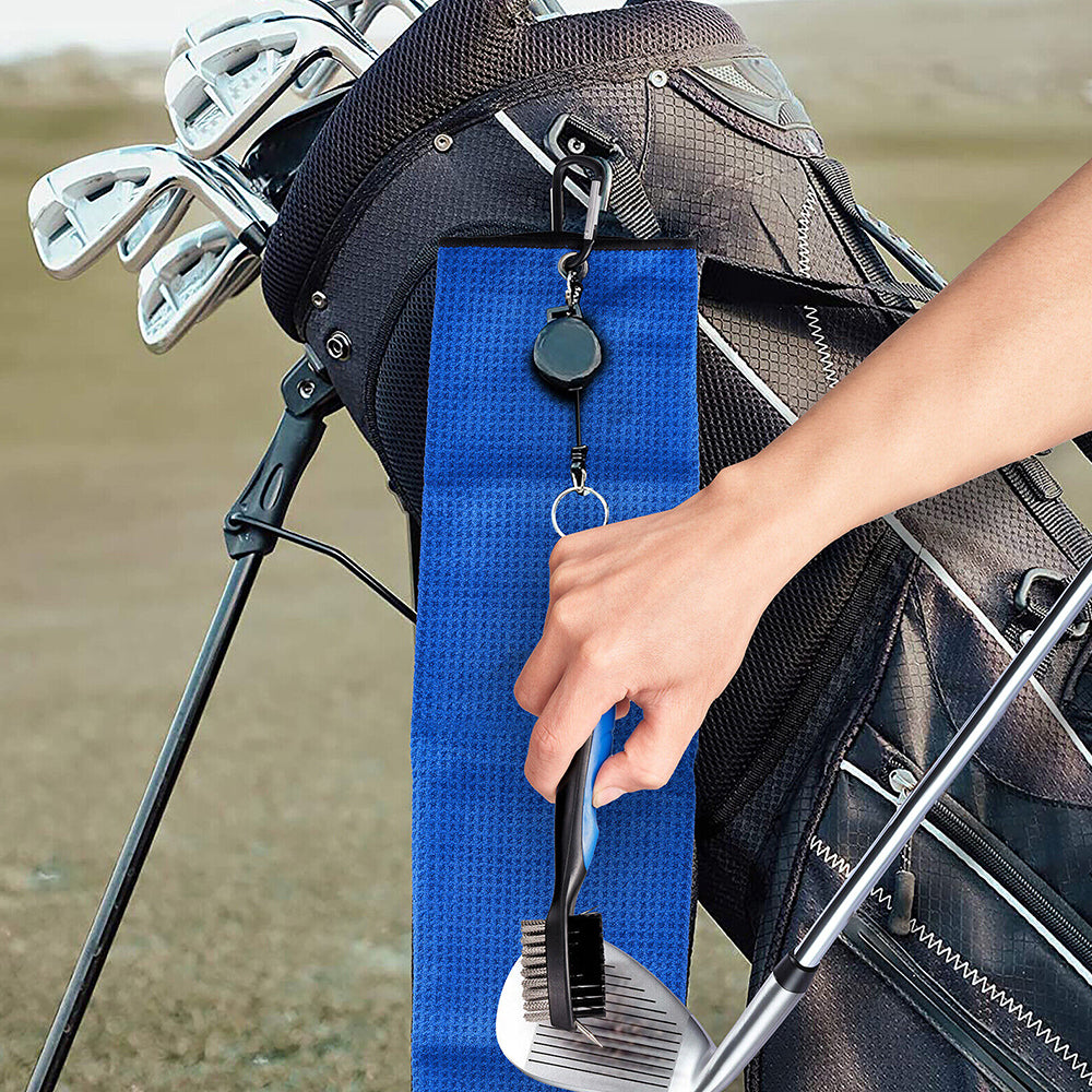 Golf Club Brush Cleaner Golf Towel Groove Cleaning Tool Golf Accessories Blue