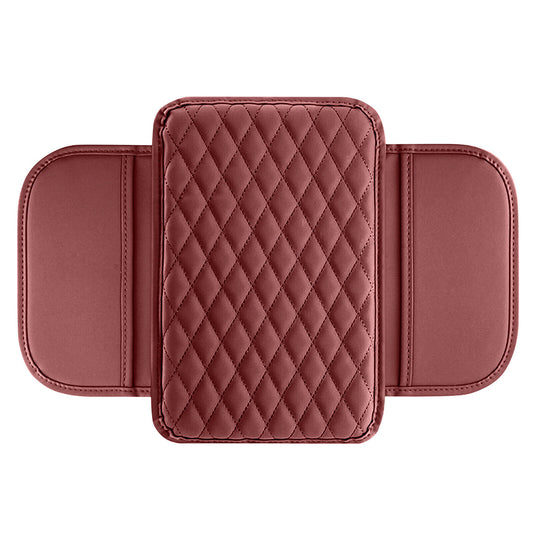 Car Center Console Cover Pad Leather Cushion Mat Car Armrest Storage Bag Red