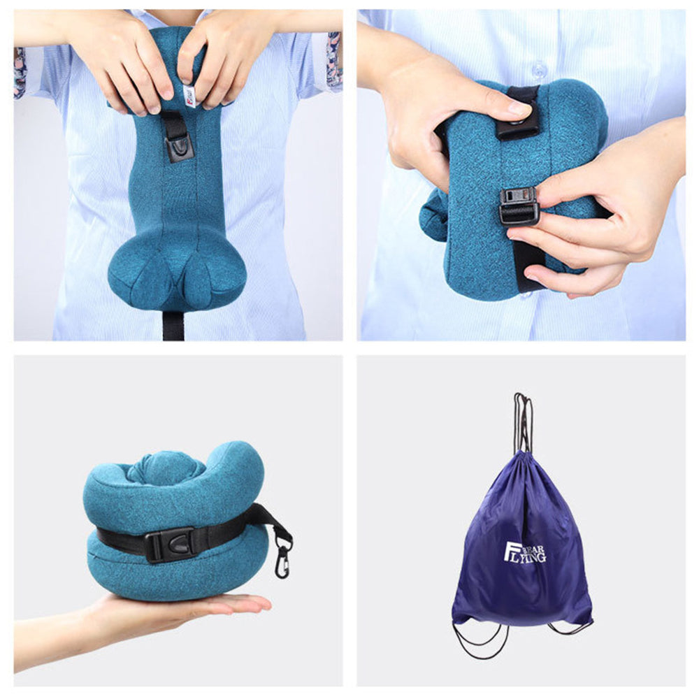 2Pcs Travel Pillow Memory Foam Neck Pillow U-Shape Neck Support Headrest