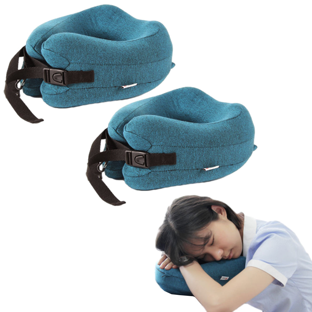 2Pcs Travel Pillow Memory Foam Neck Pillow U-Shape Neck Support Headrest