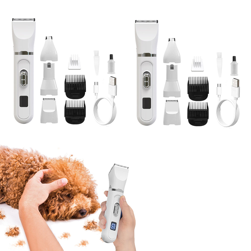 2Pcs 4 in 1 Cat Dog Clippers Grinder Pet Hair Grooming Trimmer Electric Shaver