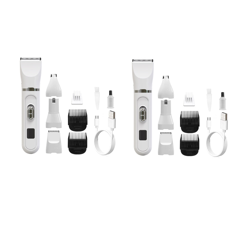 2Pcs 4 in 1 Cat Dog Clippers Grinder Pet Hair Grooming Trimmer Electric Shaver