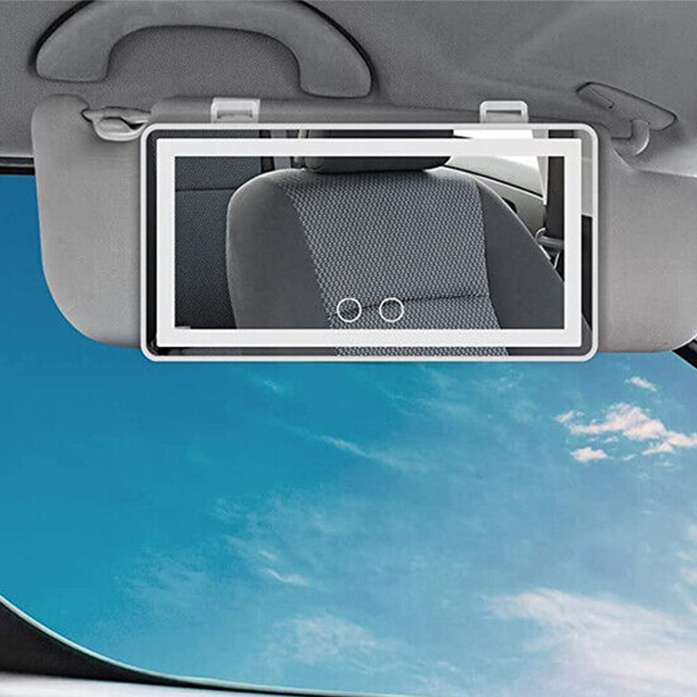 Car Sun Visor LED Vanity Mirror with 3 Light Modes Dimmable Touch Screen White