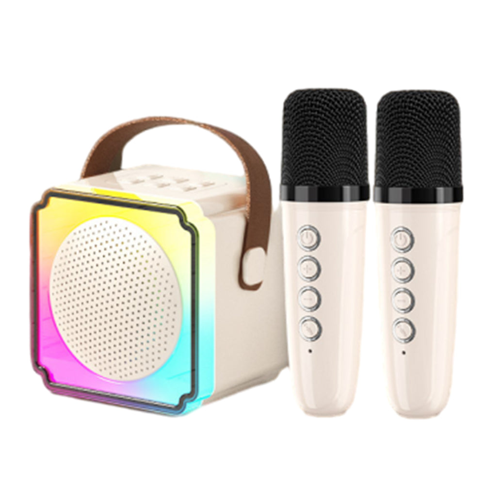 Mini Karaoke Machine Portable Bluetooth Speaker with 2 Wireless Microphones