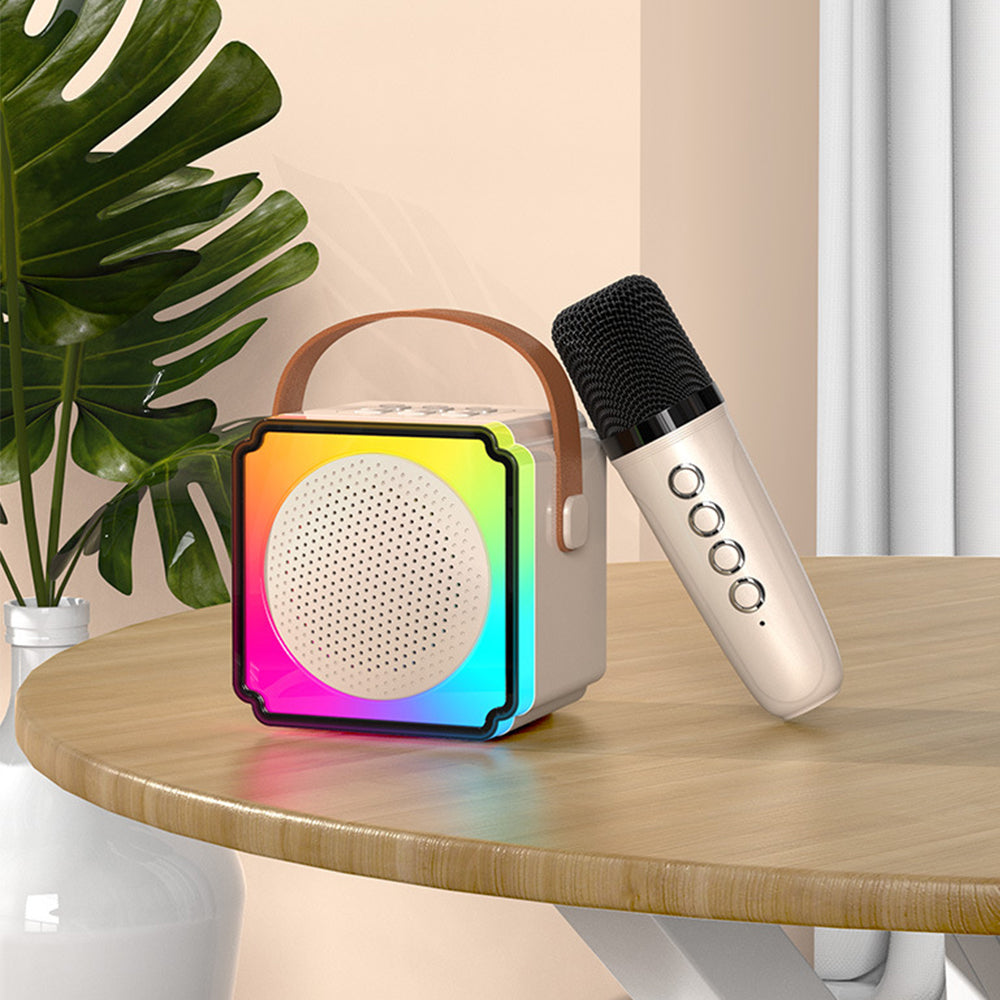 Mini Karaoke Machine Portable Bluetooth Speaker with 2 Wireless Microphones