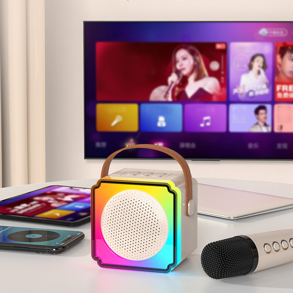Mini Karaoke Machine Portable Bluetooth Speaker with 2 Wireless Microphones