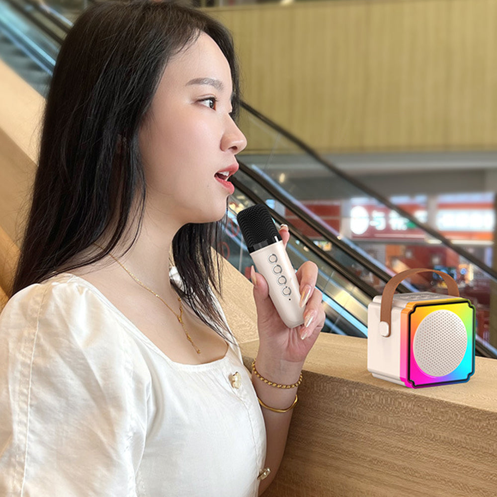 Mini Karaoke Machine Portable Bluetooth Speaker with 2 Wireless Microphones