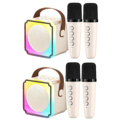 2Pcs Mini Karaoke Machine Portable Bluetooth Speaker with 4 Wireless Microphones