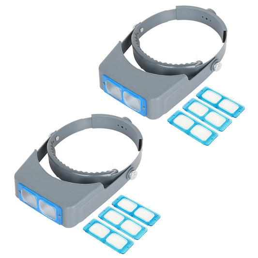 2Pcs Head Wearing Magnifying Glass Double Optical Magnifier with 4 Lens Loupe