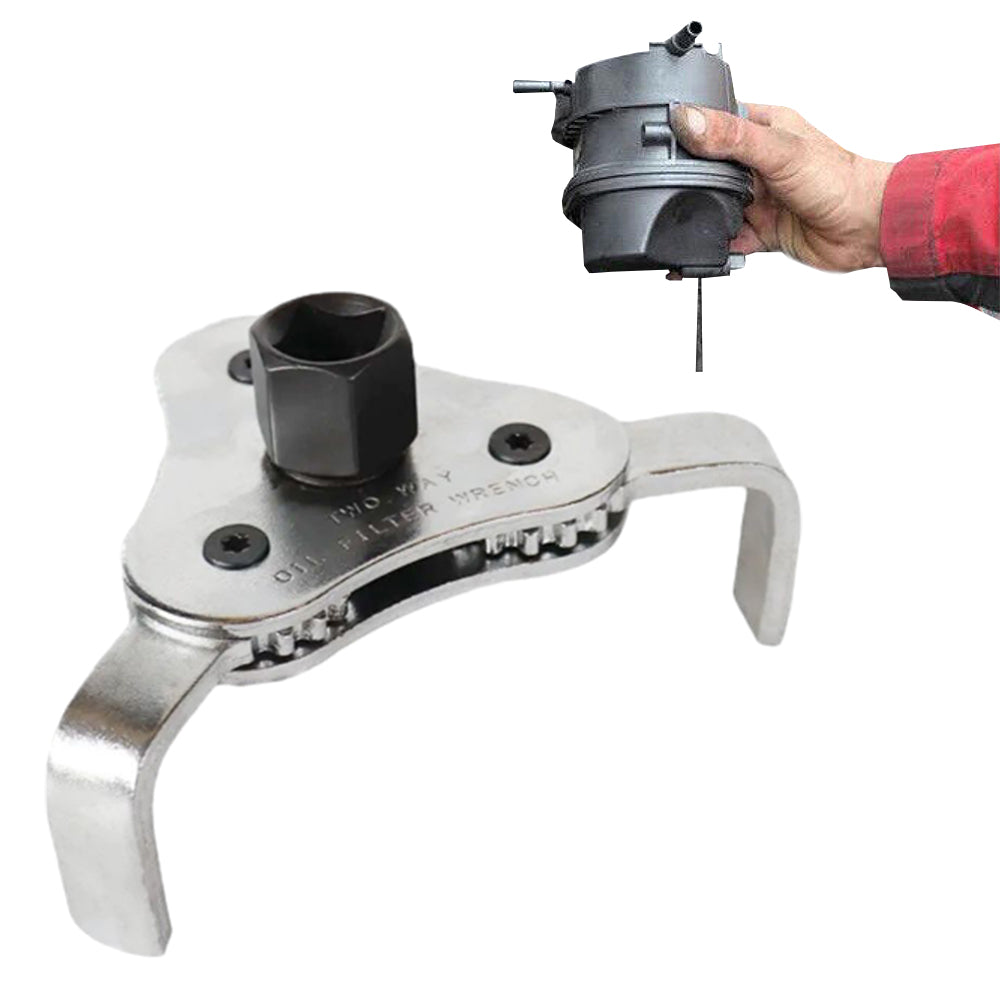 Stainless Steel 3 Jaw Engine Oil Filter Wrench Adjustable Spanner Removal Tool