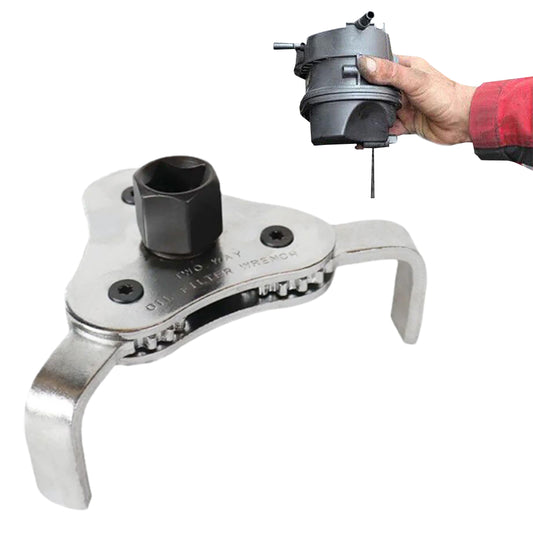 Stainless Steel 3 Jaw Engine Oil Filter Wrench Adjustable Spanner Removal Tool