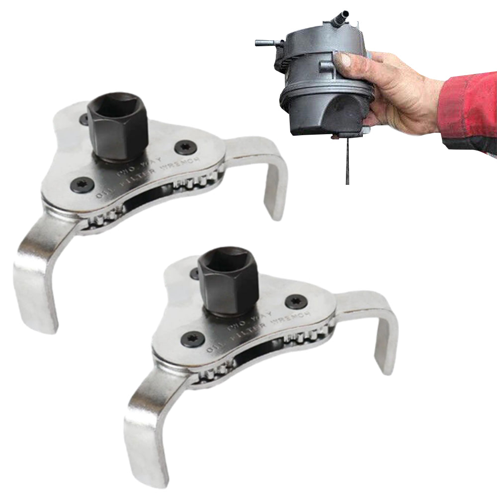 2Pcs Stainless Steel 3 Jaw Engine Oil Filter Wrench Adjustable Removal Tool