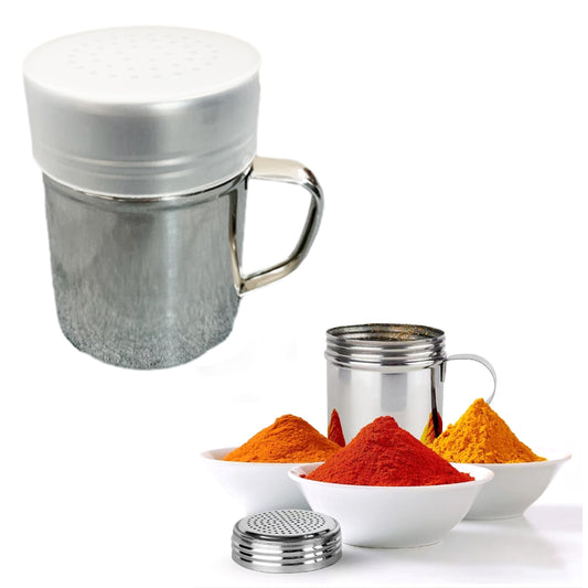 304 Stainless Steel Dredge Shaker with Holes Lid and Handle Salt Pepper Shaker S