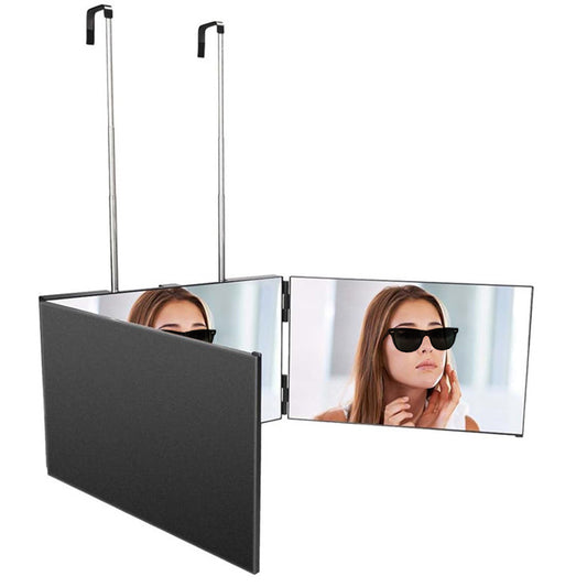 3 Way Adjustable Makeup Mirror Tri-Fold Self Haircut Hanging with Hook