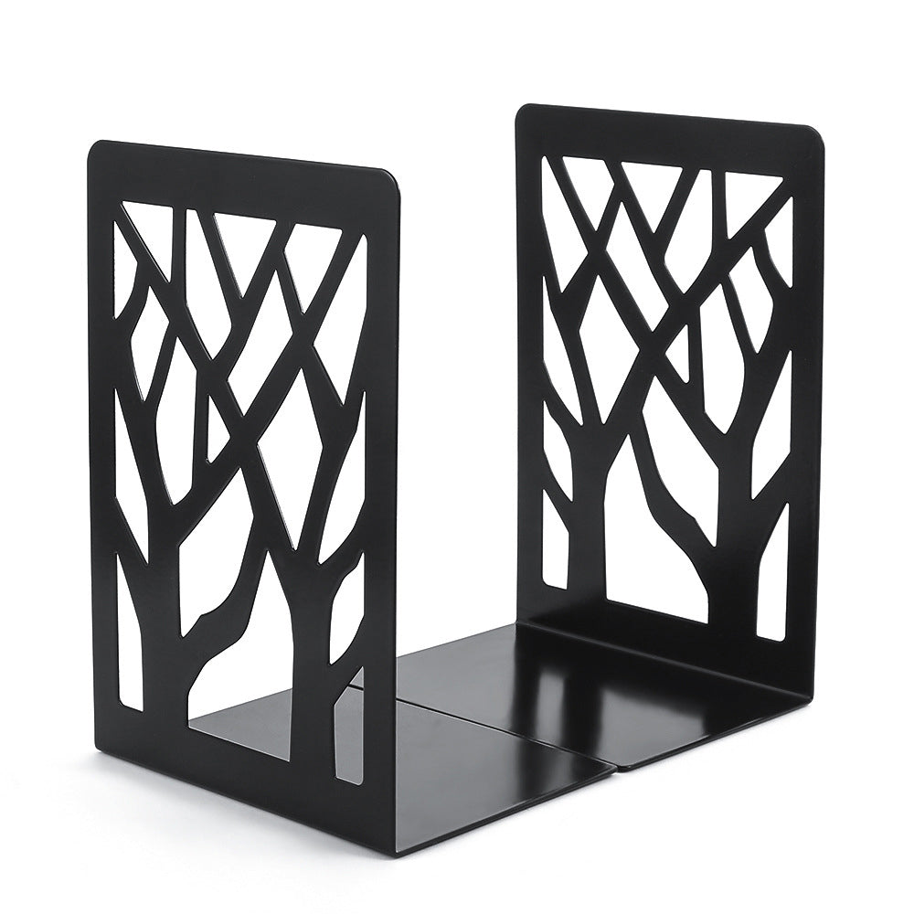2Pcs Metal Bookends Storage Non-Skid Tree Bookends for Shelves Book Holder ST1