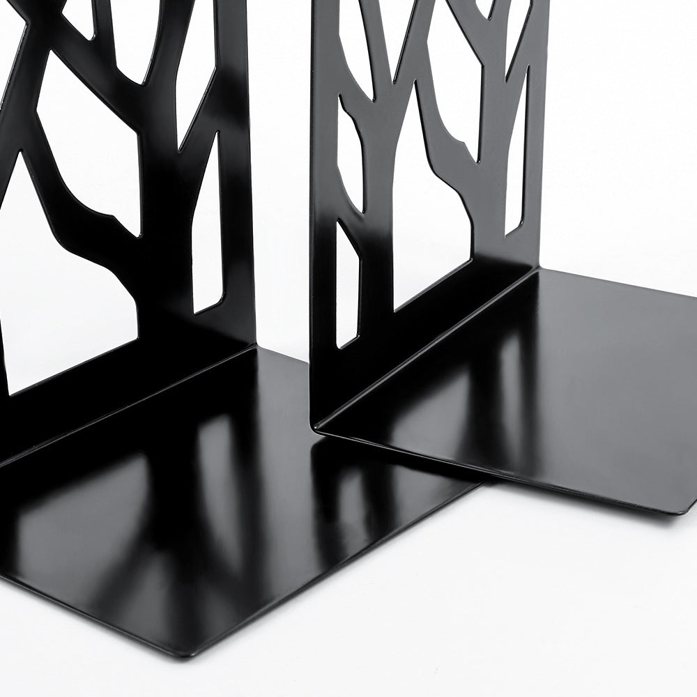 2Pcs Metal Bookends Storage Non-Skid Tree Bookends for Shelves Book Holder ST1