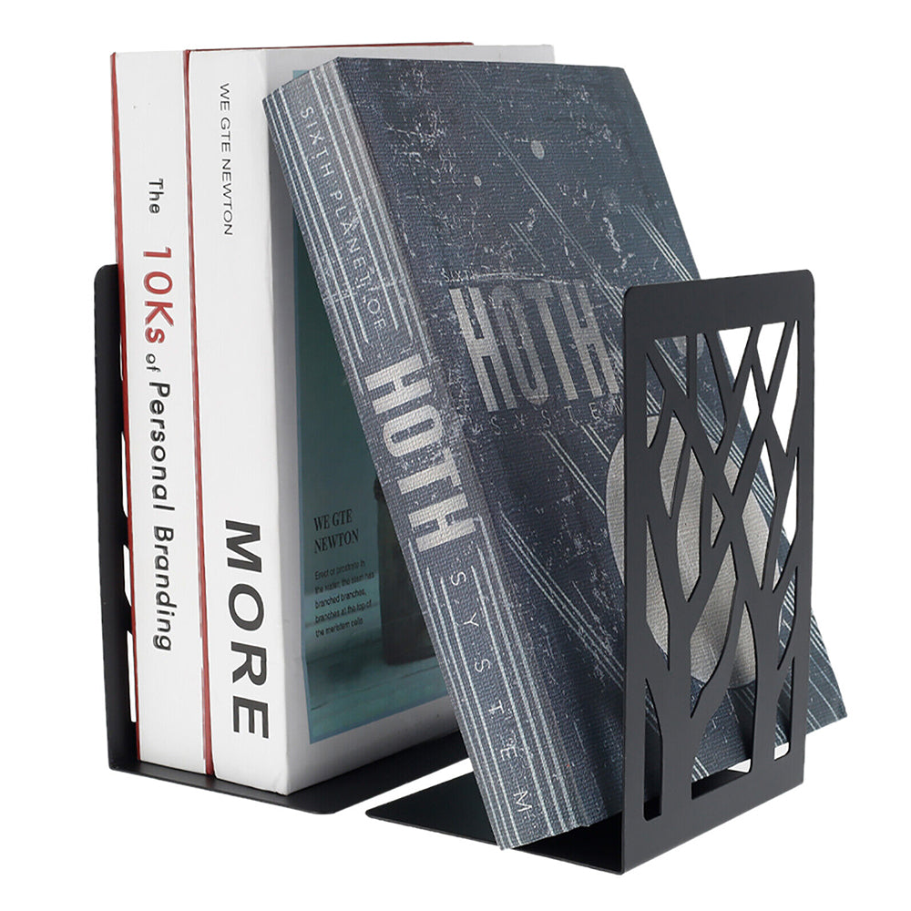2Pcs Metal Bookends Storage Non-Skid Tree Bookends for Shelves Book Holder ST1