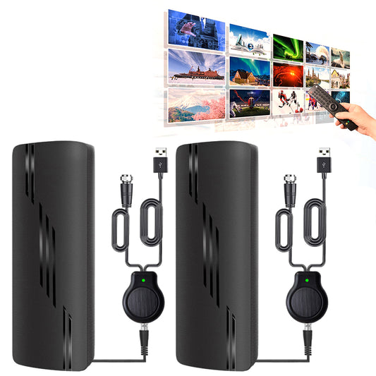 2Pcs Digital HDTV Antenna Indoor Amplified Signal Booster Support for 4K 1080P