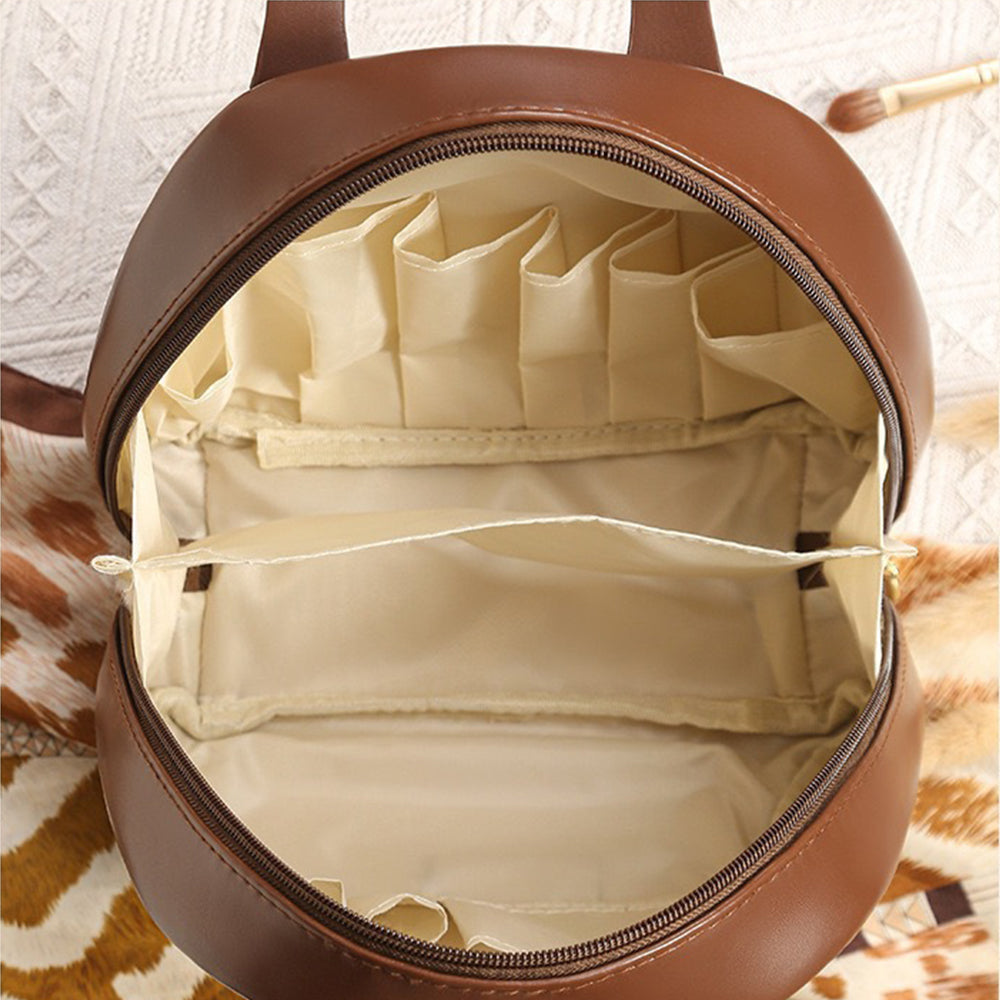 Large Capacity Cosmetic Bag Travel Portable Makeup Toiletry Organizer Brown