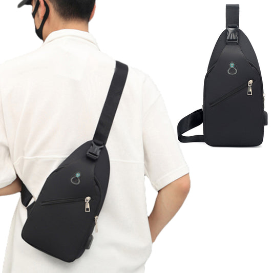 Men Multi-Functional Casual Crossbody Bag Sling Shoulder Chest Bag Black