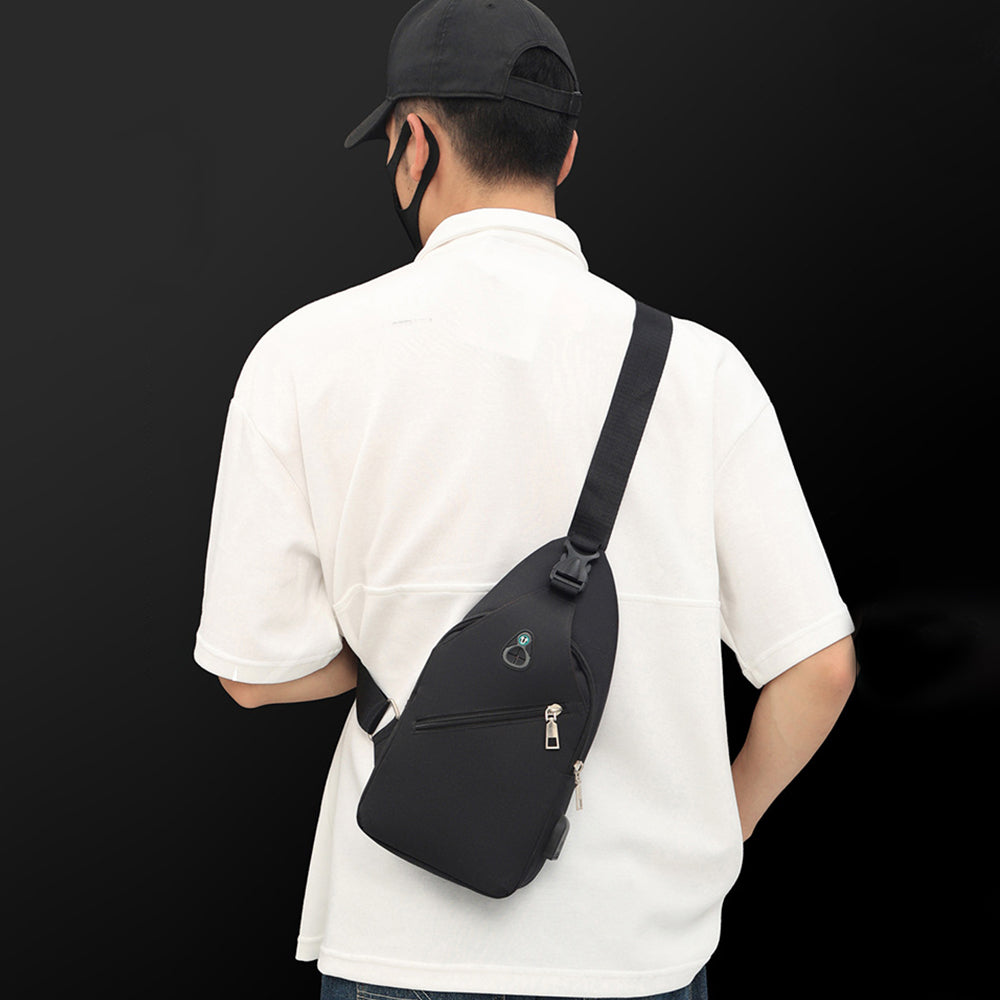 Men Multi-Functional Casual Crossbody Bag Sling Shoulder Chest Bag Black