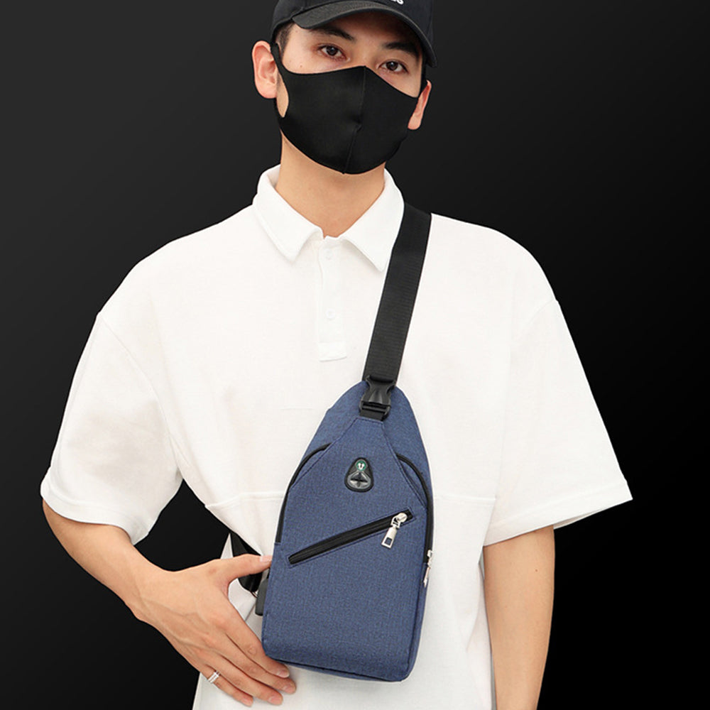 Men Multi-Functional Casual Crossbody Bag Sling Shoulder Chest Bag Blue