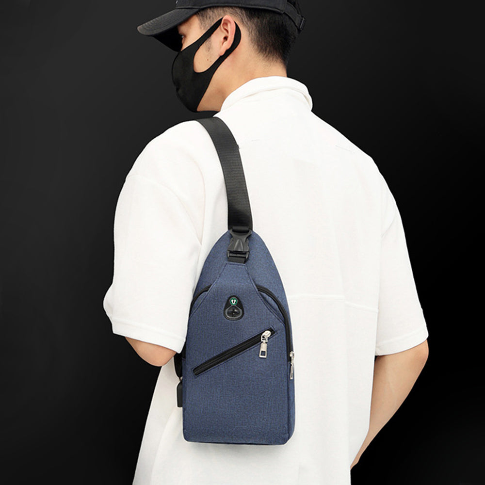 Men Multi-Functional Casual Crossbody Bag Sling Shoulder Chest Bag Blue