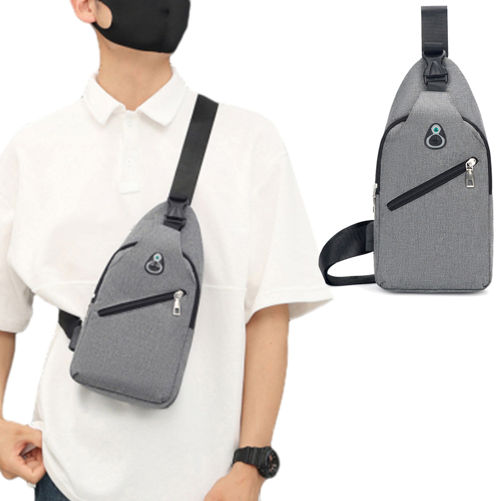 Men Multi-Functional Casual Crossbody Bag Sling Shoulder Chest Bag Grey