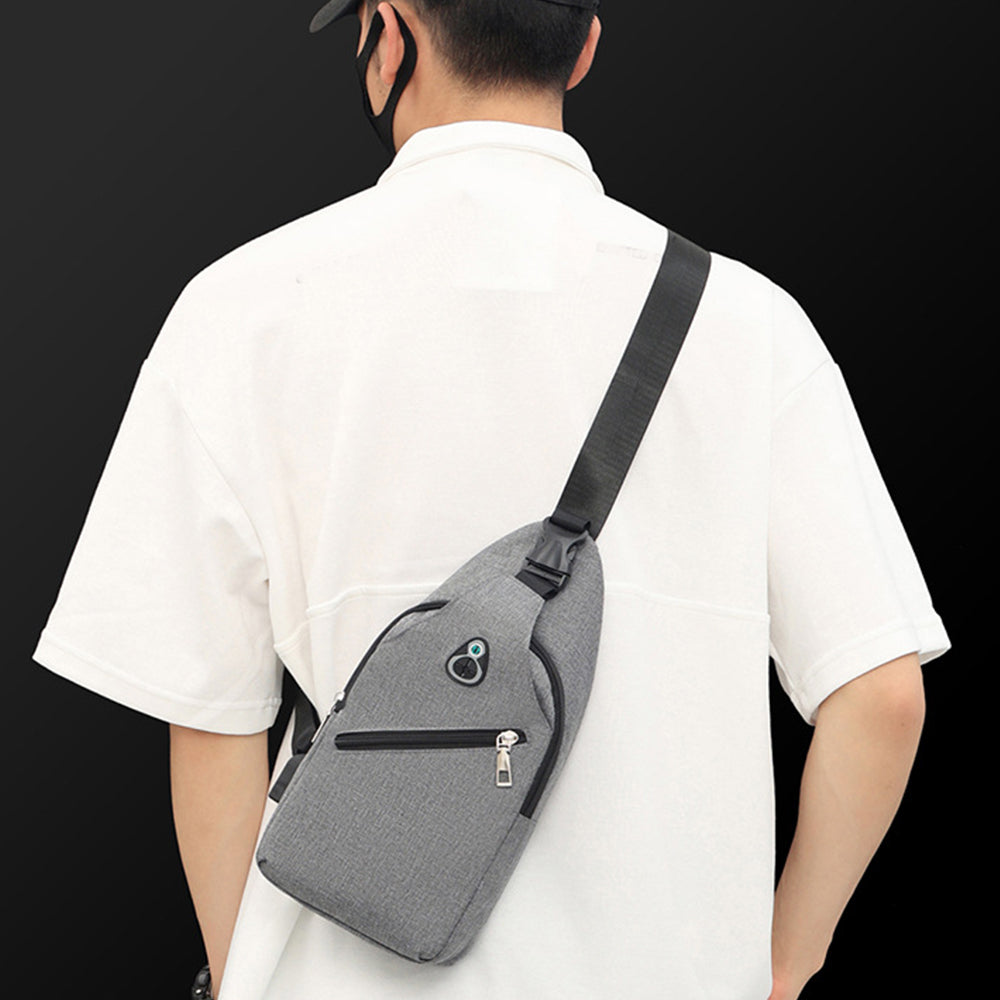 Men Multi-Functional Casual Crossbody Bag Sling Shoulder Chest Bag Grey