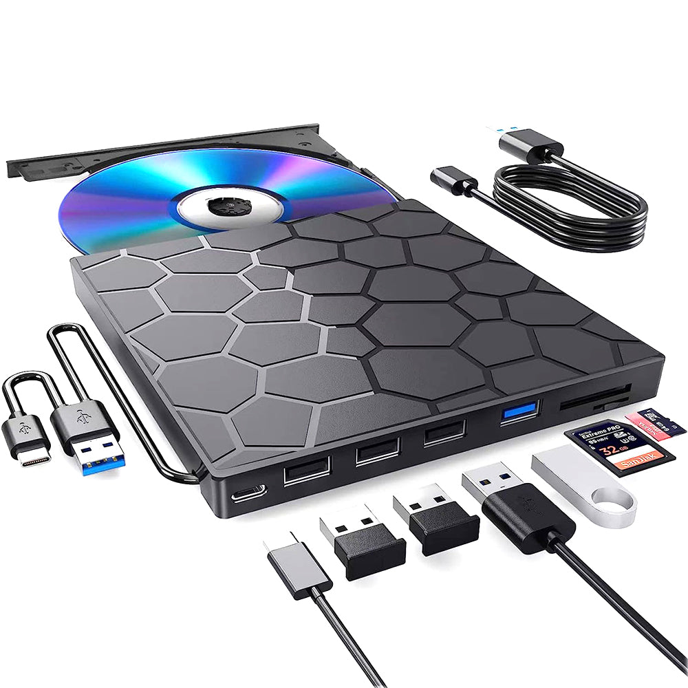 External DVD Drive 7 in 1 USB3.0 Type C CD Player Burner Reader Writer