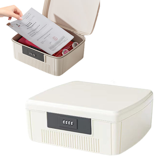 4-Digit Combination Key Lock Box Safe Storage Case Security Money Box White