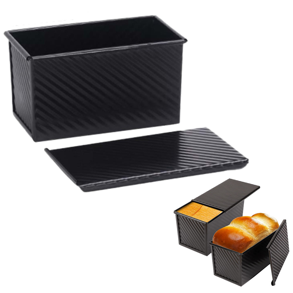 Non-Stick Toast Box Loaf Pan with Lid Bakeware Bread Toast Mold Black