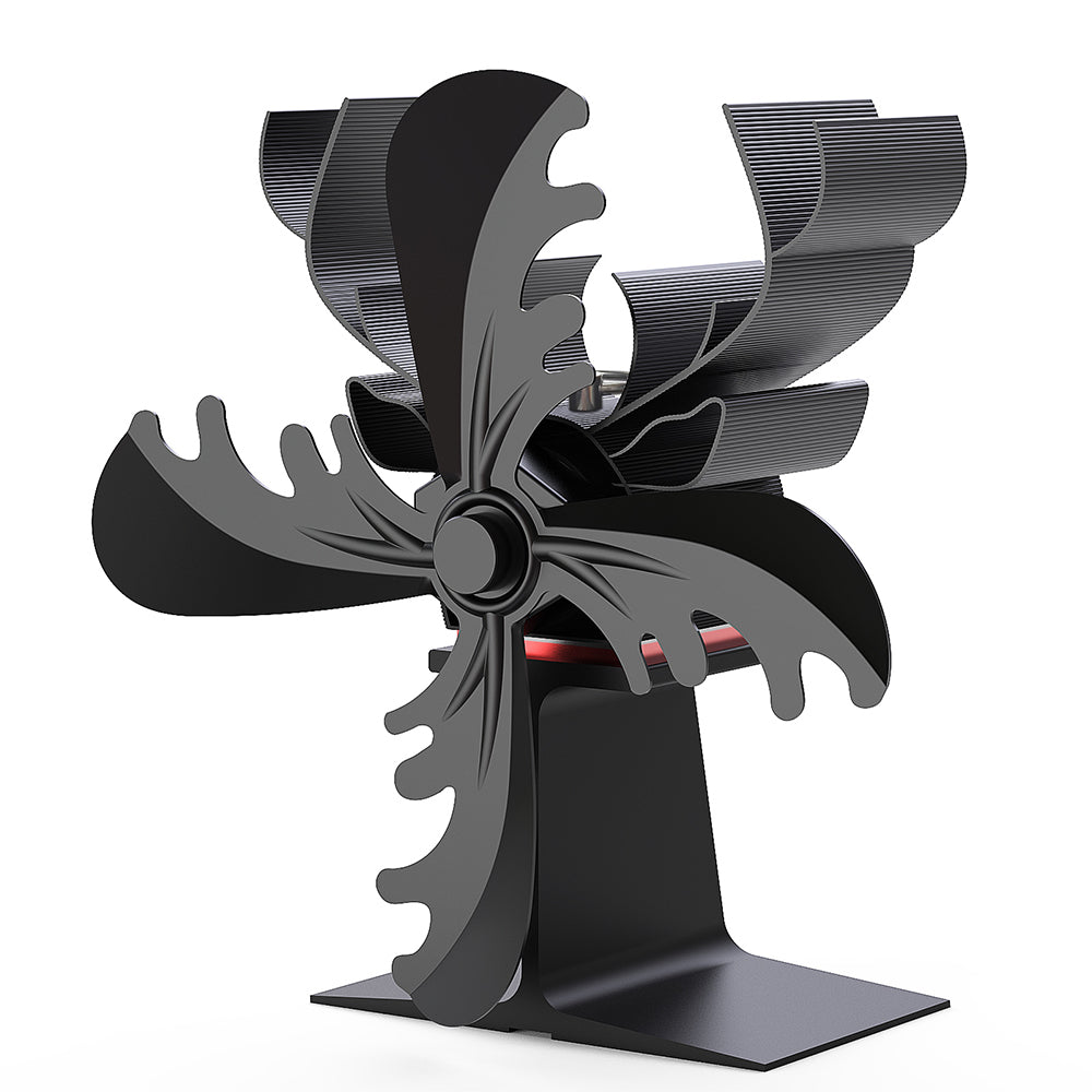 2Pcs 4 Blade Fireplace Wood Stove Fan Heat Self-Powered Fan Thermal Eco Fan