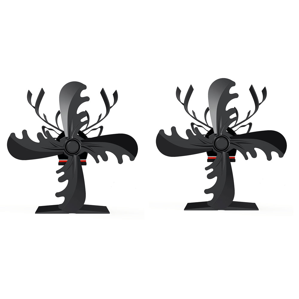 2Pcs 4 Blade Fireplace Wood Stove Fan Heat Self-Powered Fan Thermal Eco Fan